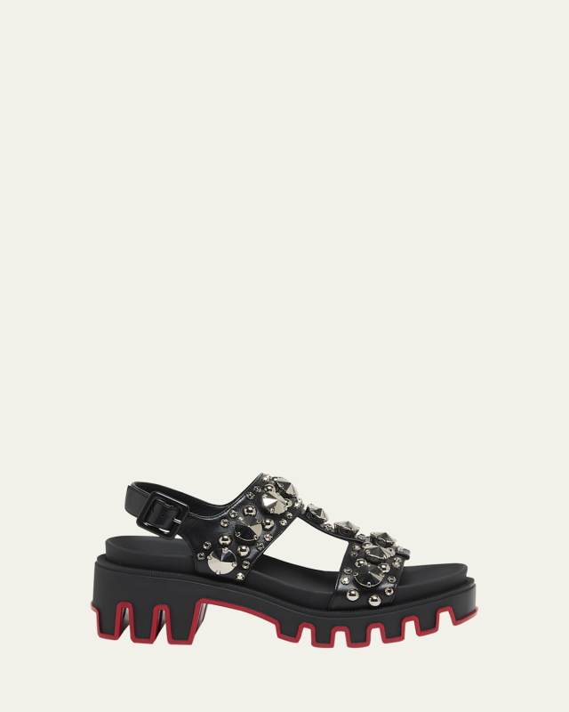Duni Extrazza Leather T-Strap Lug-Sole Sandals